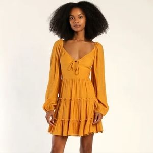 Lulu's Yellow Ruffled Mini Dress